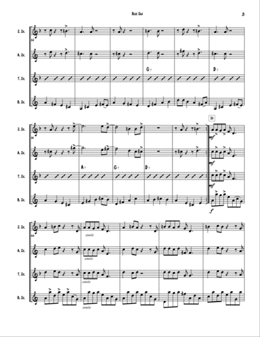 Blue Sax Woodwind Quartet scores gallery preview page 3