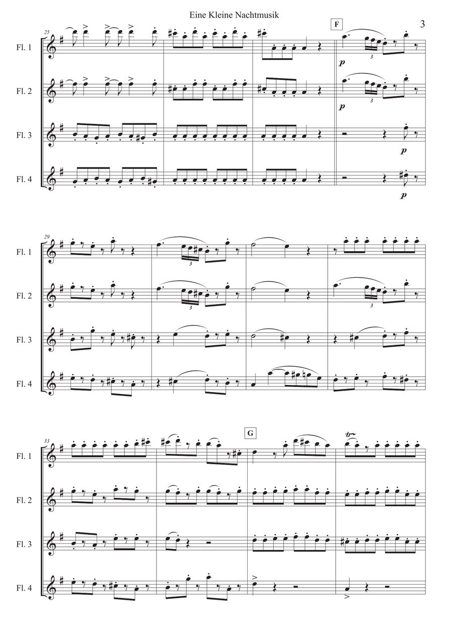 Eine Kleine Nachtmusik - Flute quartet Flute Quartet scores gallery preview page 3