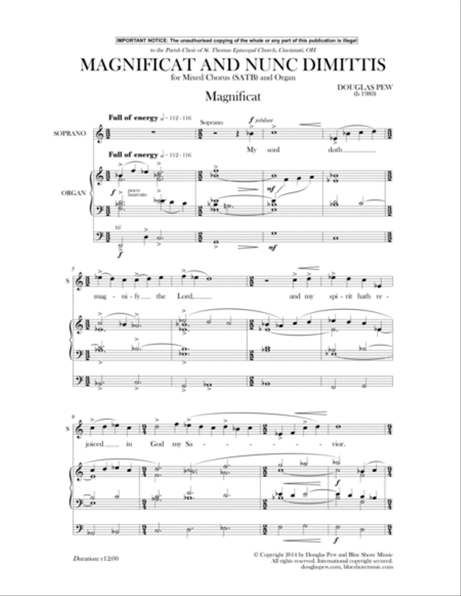 Magnificat & Nunc Dimittis (St. Thomas Service) 4-Part scores gallery preview page 3