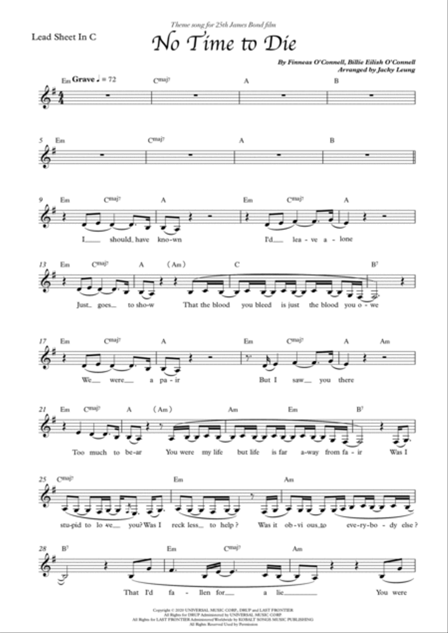 No Time To Die Piano, Vocal, Guitar scores gallery preview page 2