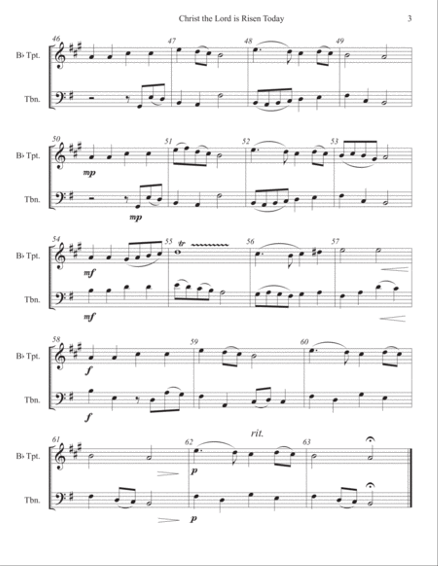 Christ the Lord Is Risen Today for Trumpet and Trombone Brass Ensemble scores gallery preview page 5
