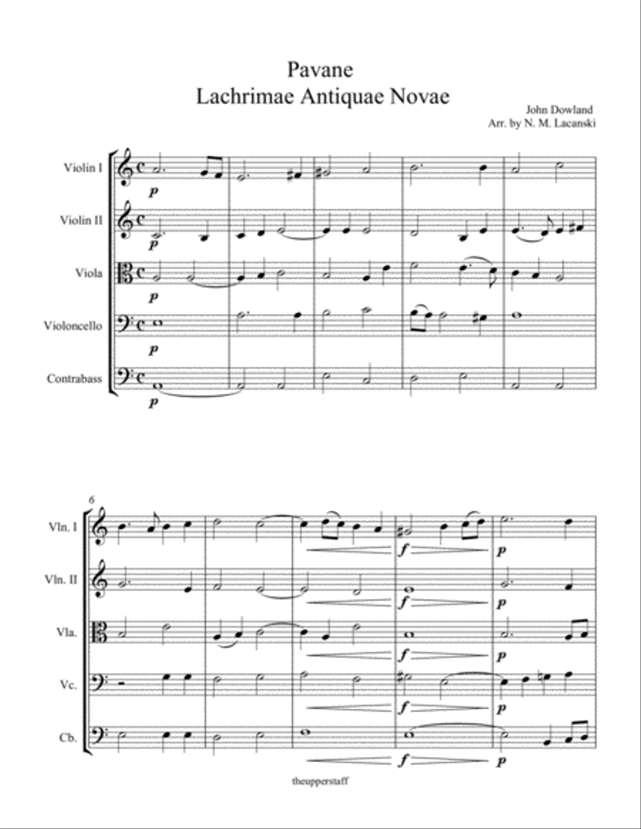 Pavane Lachrimae Antique Novae String Orchestra scores gallery preview page 2