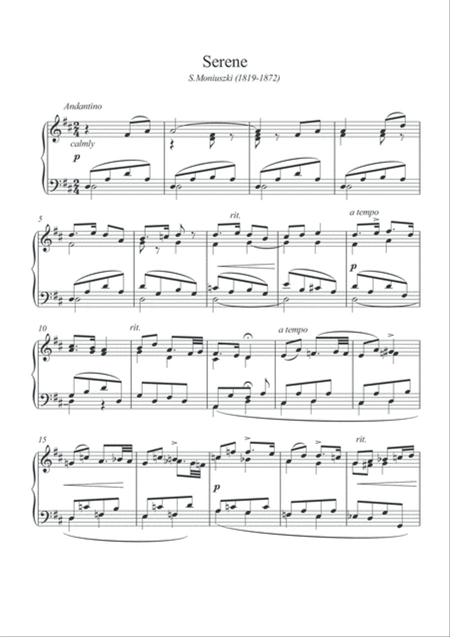 Serene piano solo by S Moniuszki Piano Solo scores gallery preview page 2