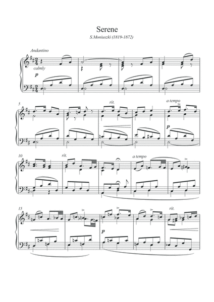 Serene piano solo by S Moniuszki Piano Solo - Digital Sheet Music