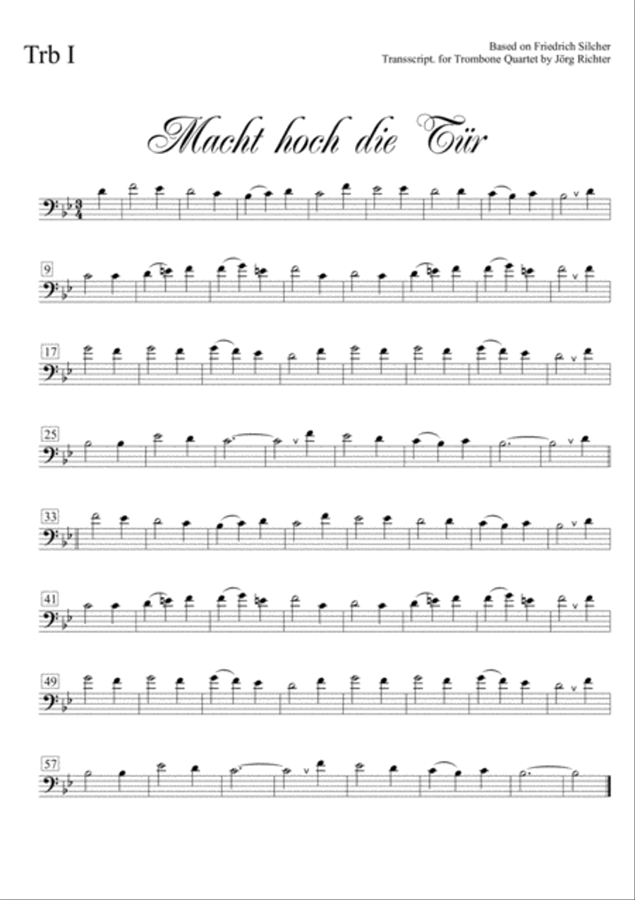 Make high the doors (Macht hoch die Tür) for Trombone Quartet Brass Quartet scores gallery preview page 4