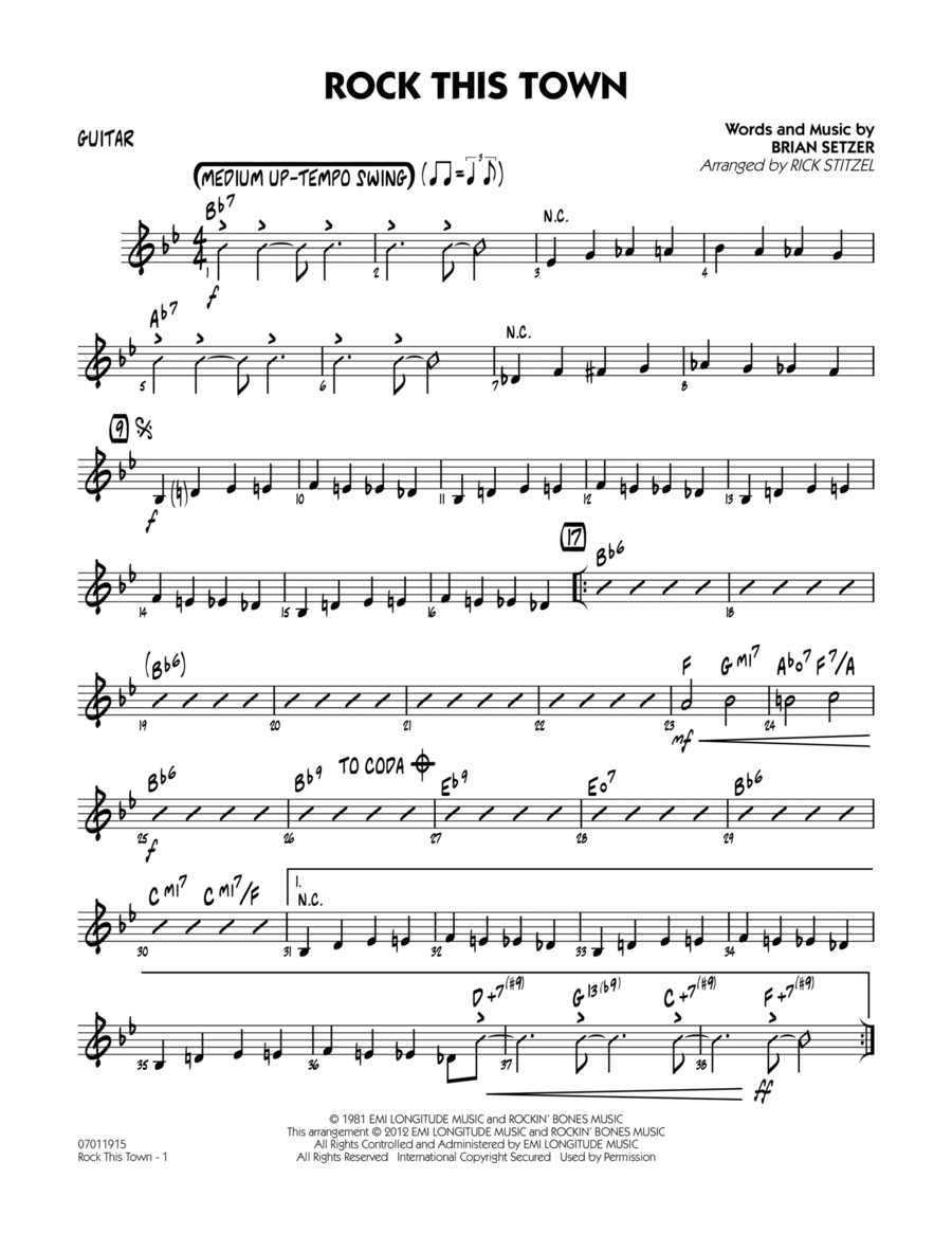 Rock This Town - Guitar Rock This Town - Guitar Jazz Ensemble scores gallery preview page 1