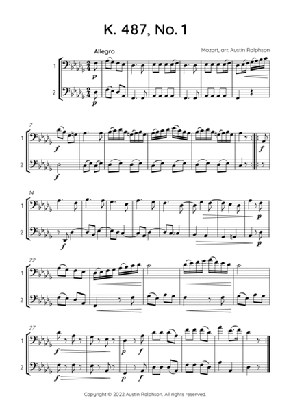 Mozart K. 487 No. 1 - trombone duet / euphonium duet image number null