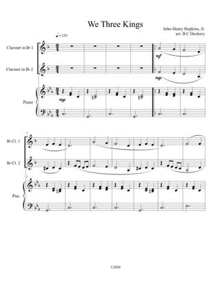 We Three Kings (clarinet duet) with optional piano accompaniment