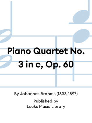 Book cover for Piano Quartet No. 3 in c, Op. 60