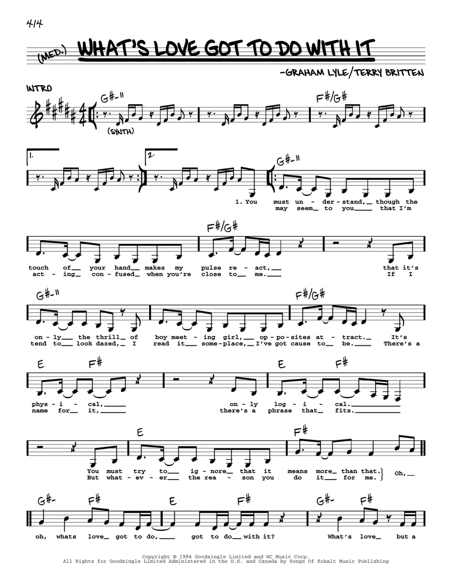What's Love Got To Do With It Piano scores gallery preview page 1
