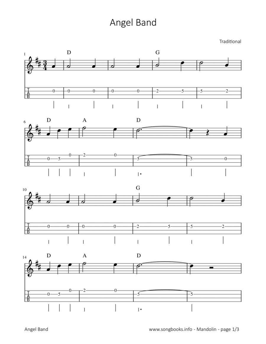Angel Band Mandolin scores gallery preview page 1