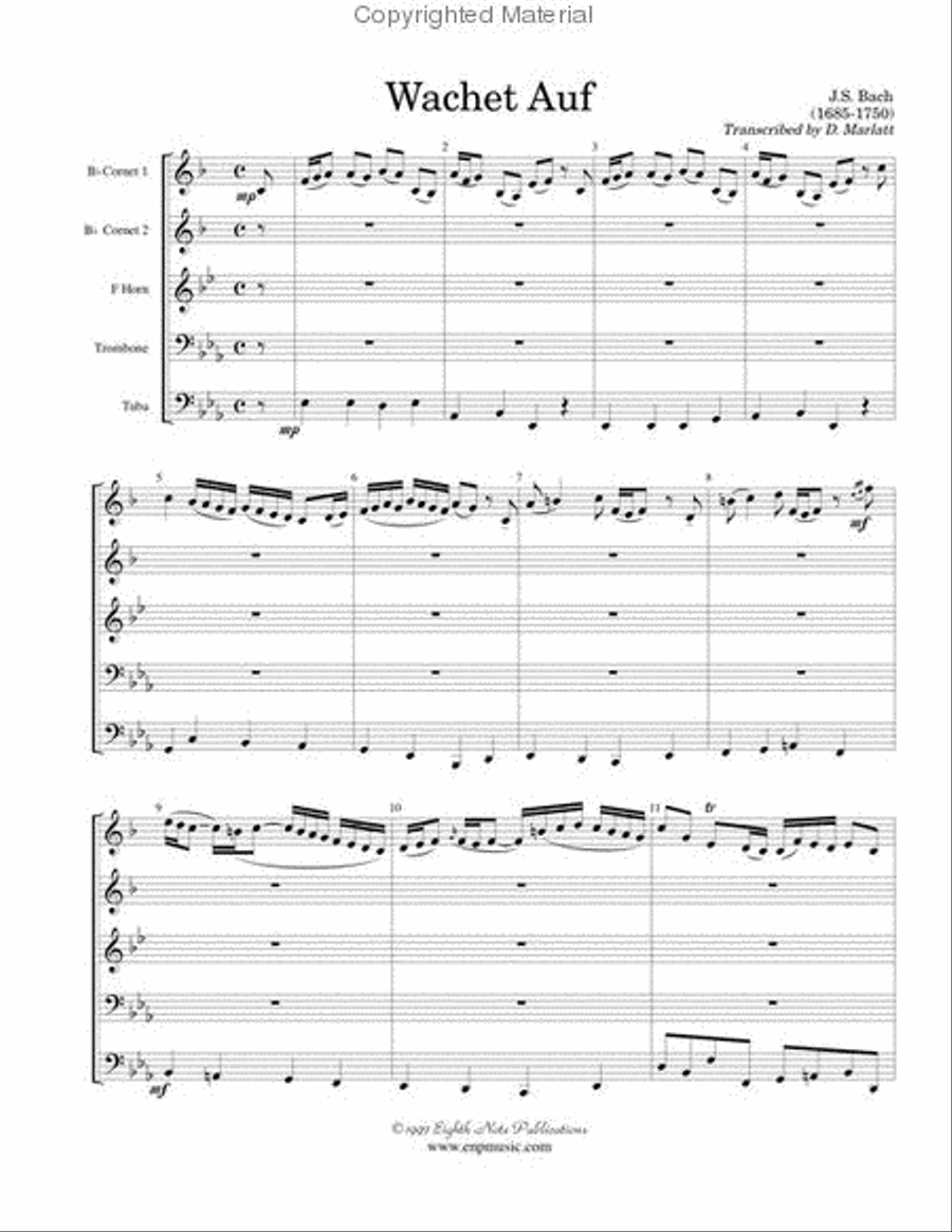 Wachet Auf (from Cantata 140) Brass Quintet scores gallery preview page 2