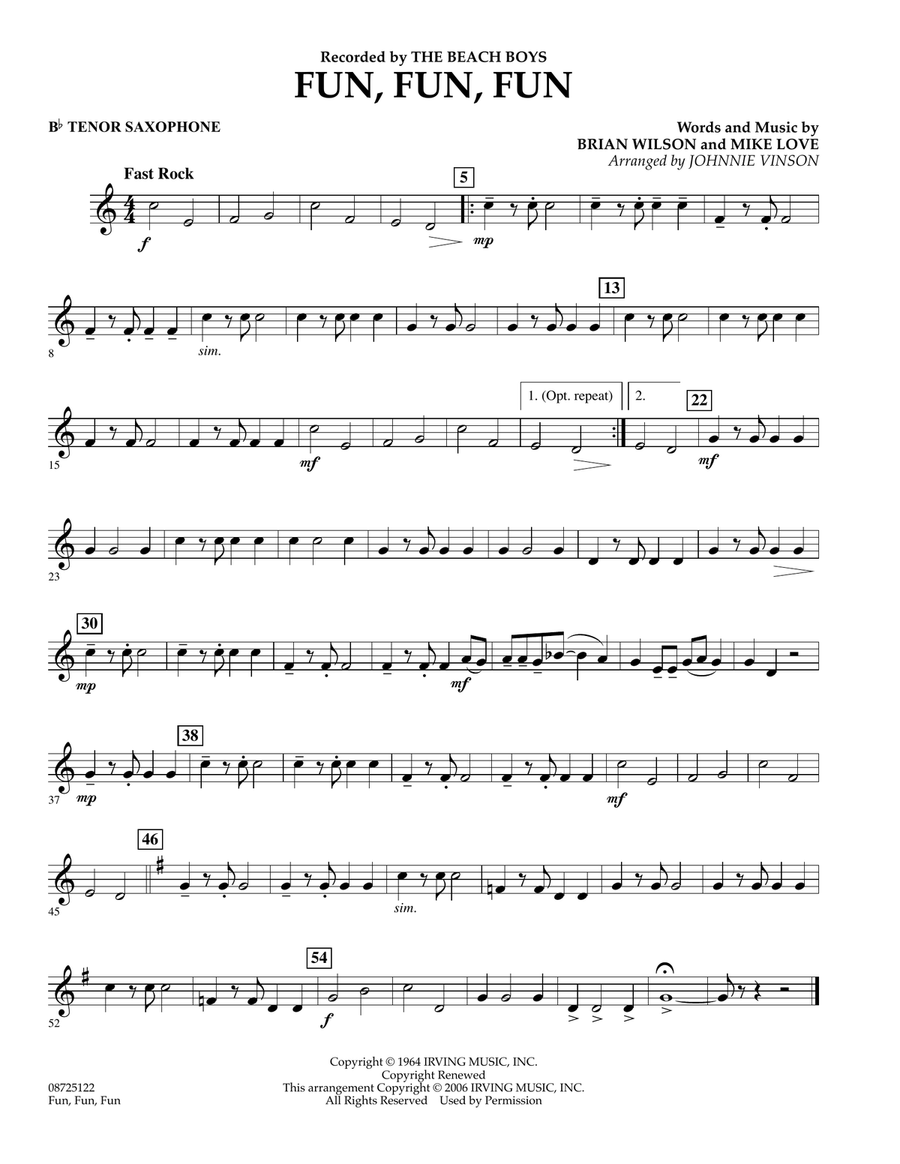 Fun, Fun, Fun - Bb Tenor Saxophone Concert Band scores gallery preview page 1