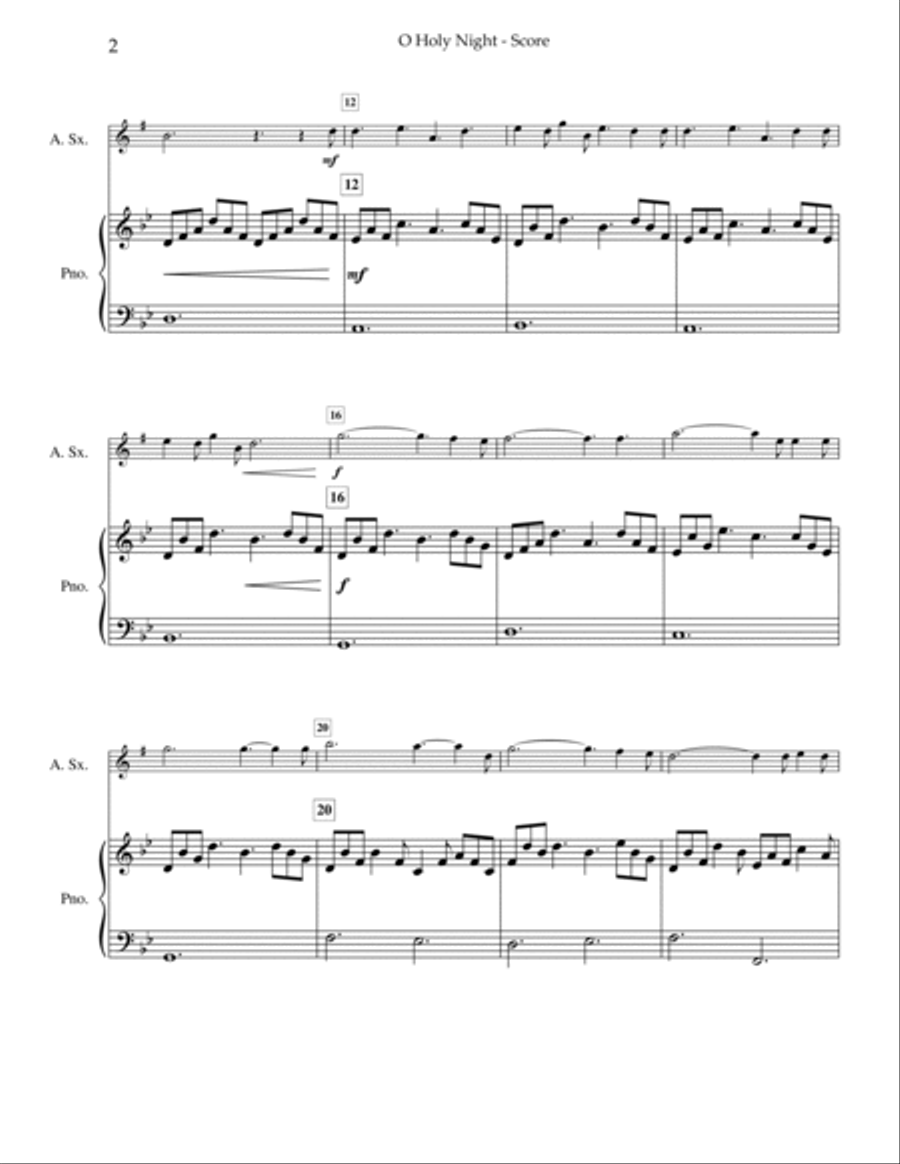 O Holy Night Alto Saxophone scores gallery preview page 3