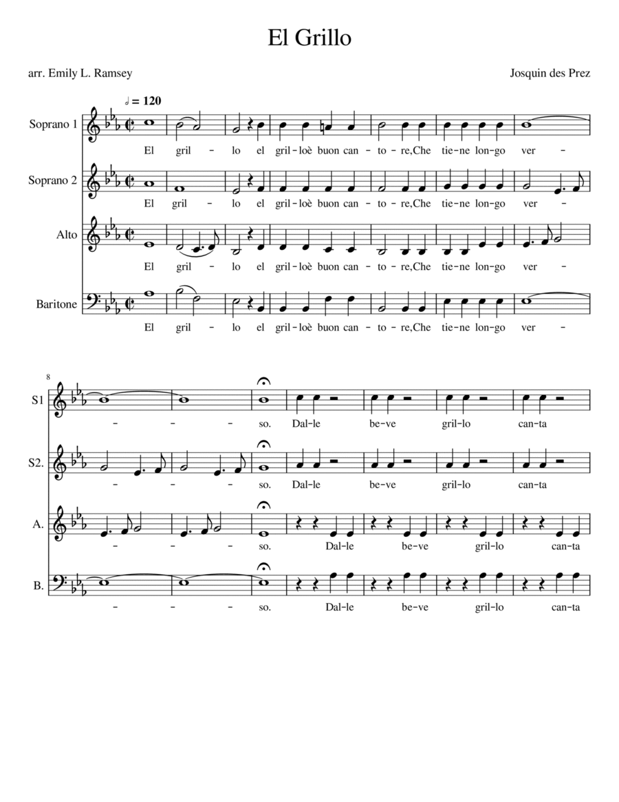 El Grillo 3-Part scores gallery preview page 1
