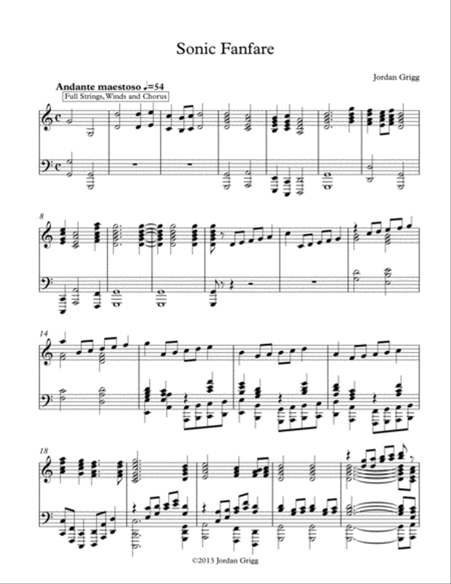 Sonic Fanfare Piano scores gallery preview page 1
