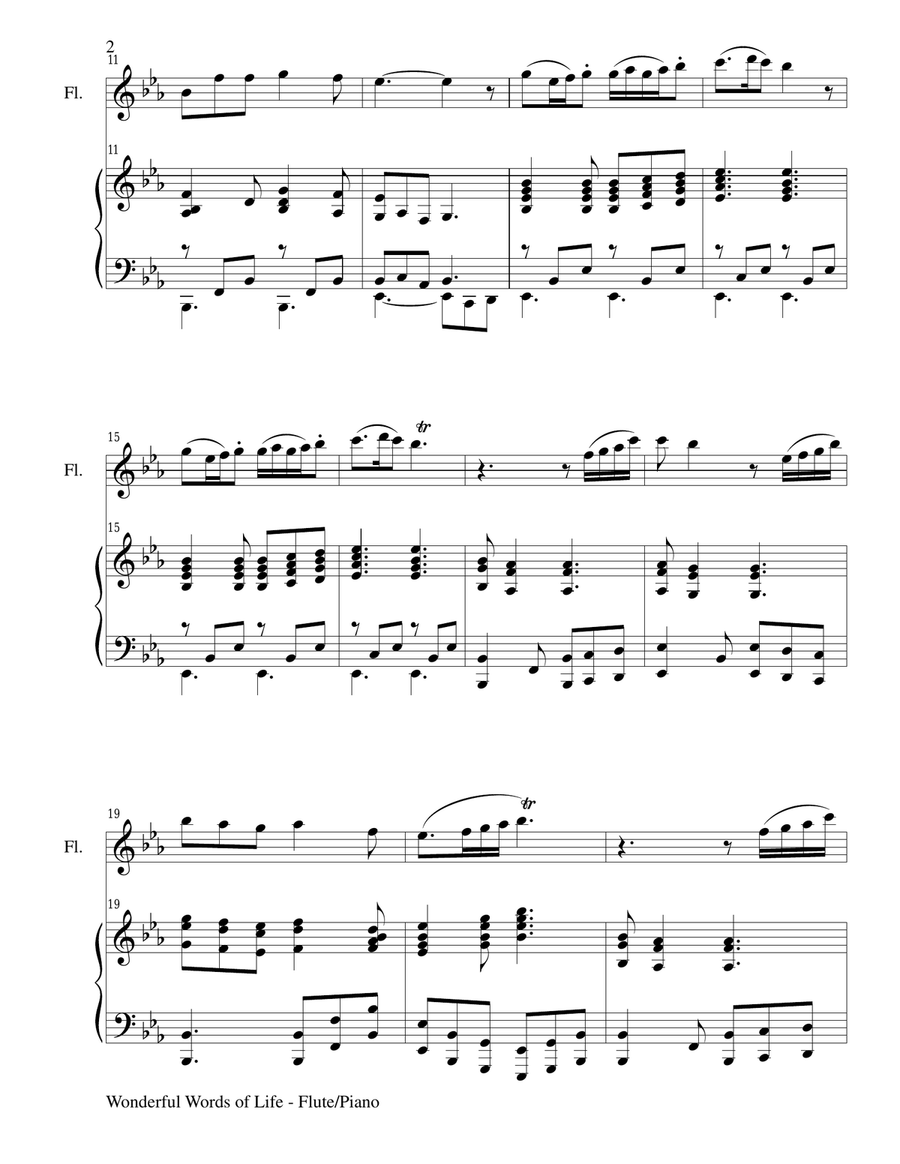 WONDERFUL WORDS OF LIFE (Duet – Flute and Piano/Score and Parts) Woodwind Duet scores gallery preview page 2