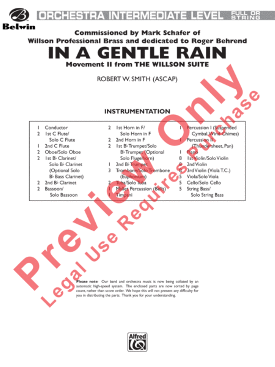 In a Gentle Rain (Movement II from the Willson Suite) Full Orchestra scores gallery preview page 2