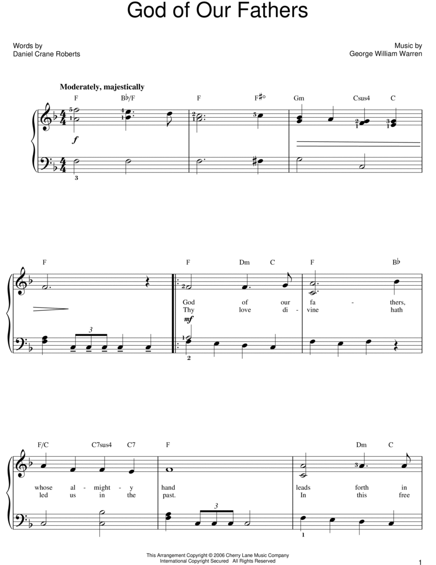 God Of Our Fathers God Of Our Fathers Easy Piano scores gallery preview page 1
