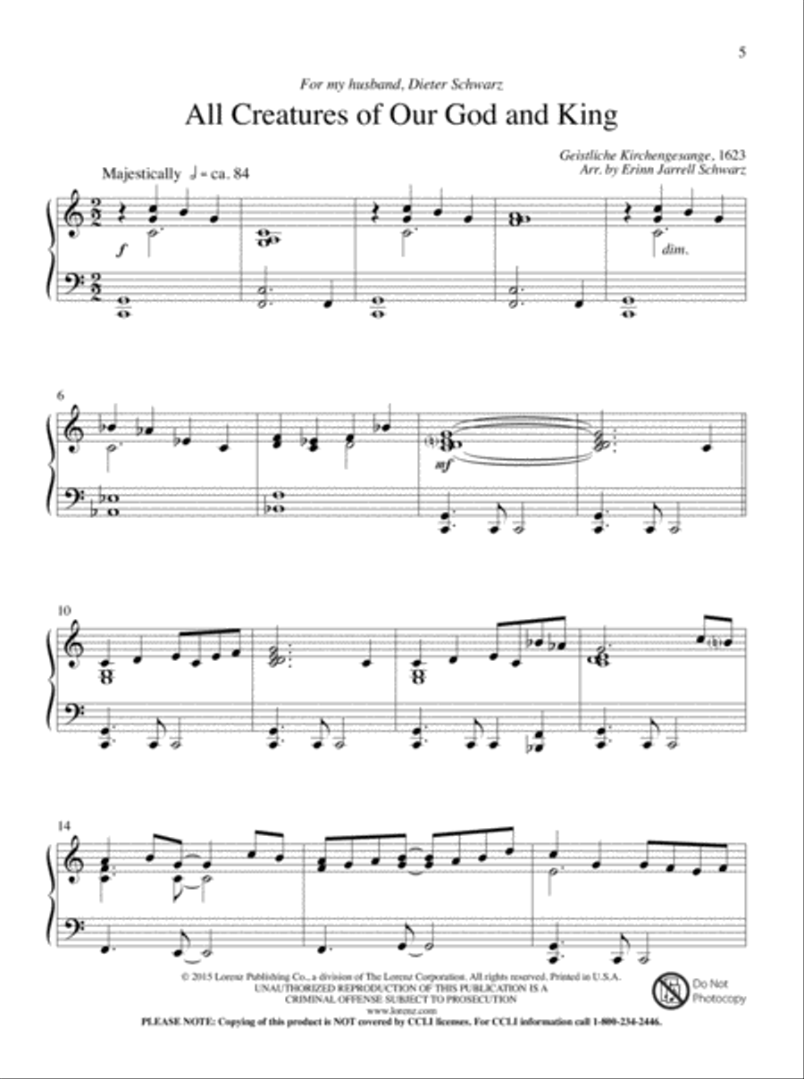 Let All Things Their Creator Bless! Piano Solo scores gallery preview page 2