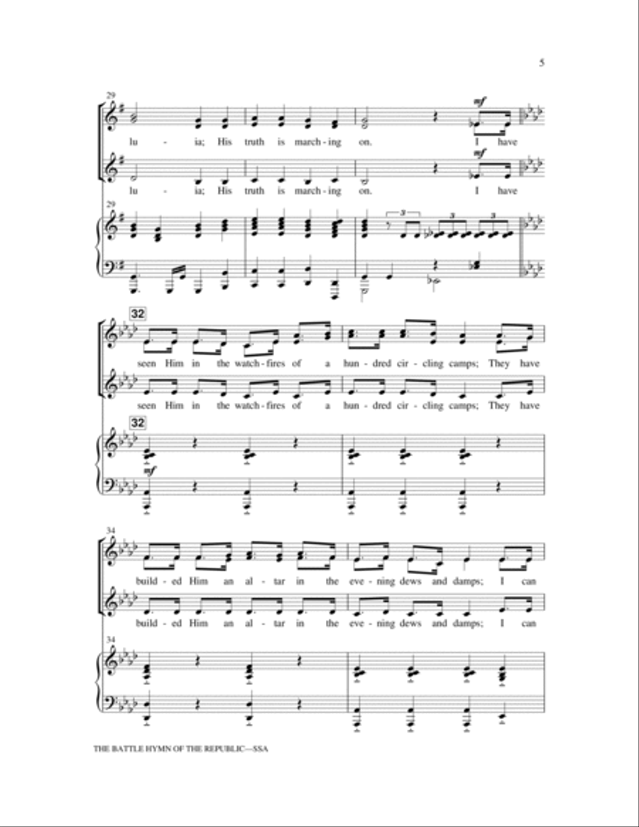 Battle Hymn Of The Republic SSA scores gallery preview page 4