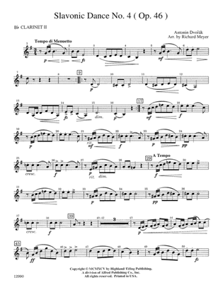 Slavonic Dance No. 4 (Op. 46): 2nd B-flat Clarinet