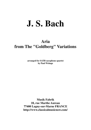 Book cover for J.S. Bach: Aria from the Goldberg Variations, arranged for SATB saxophone quartet