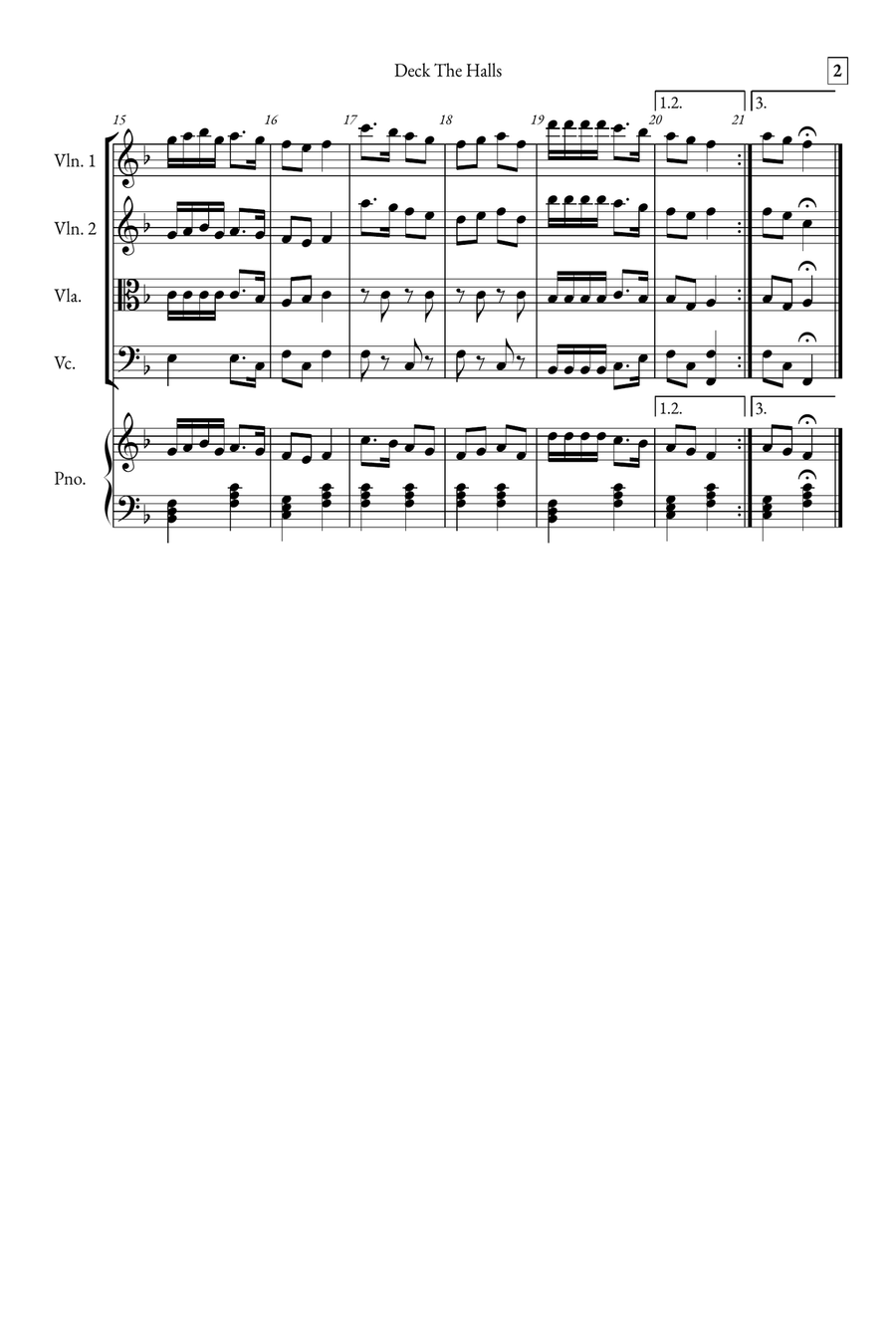 Deck The Halls String Quartet scores gallery preview page 2