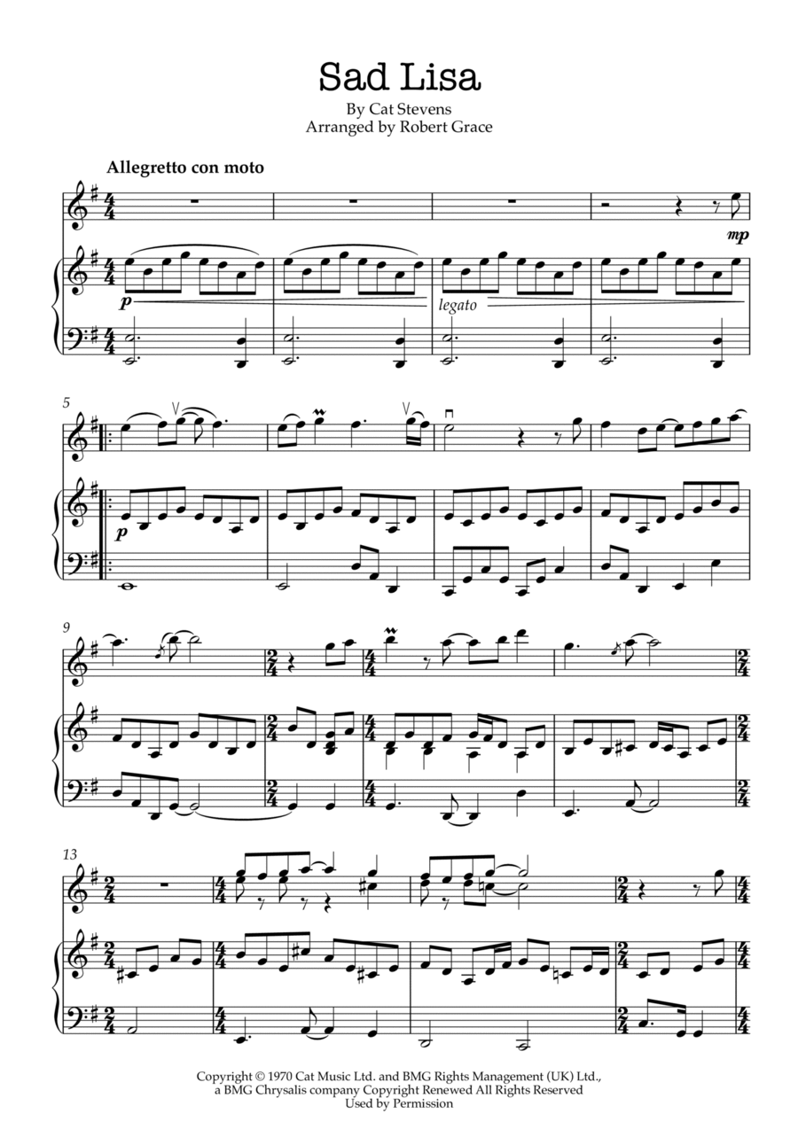 Sad Lisa Violin Solo scores gallery preview page 1