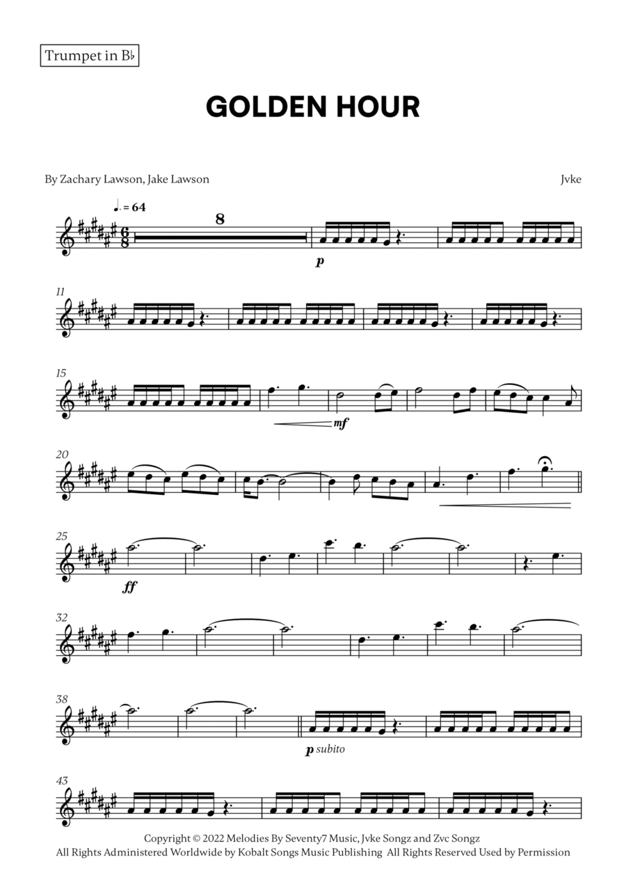 Golden Hour Golden Hour Trumpet Solo scores gallery preview page 1