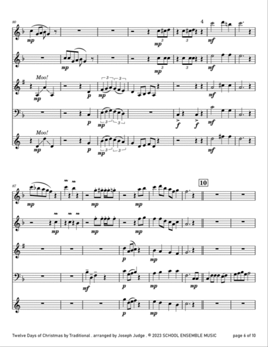 Twelve Days Of Christmas for Woodwind Quartet in Schools Woodwind Quartet scores gallery preview page 6