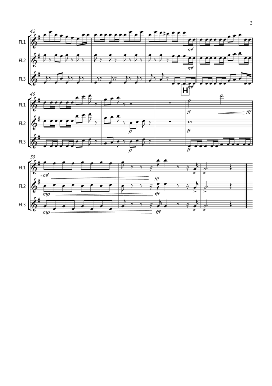 William Tell Overture for Flute Trio Flute Solo scores gallery preview page 3