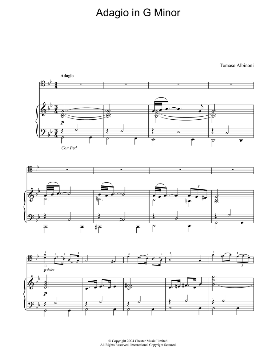 Adagio In G Minor Piano scores gallery preview page 1