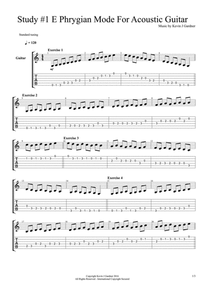 Study #1 E Phrygian Mode For Acoustic Guitar image number null