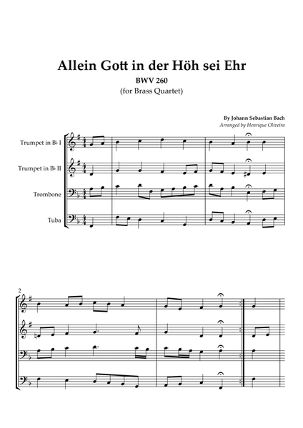 Bach's Choral - "Allein Gott in der Höh sei Ehr" (Brass Quartet) image number null