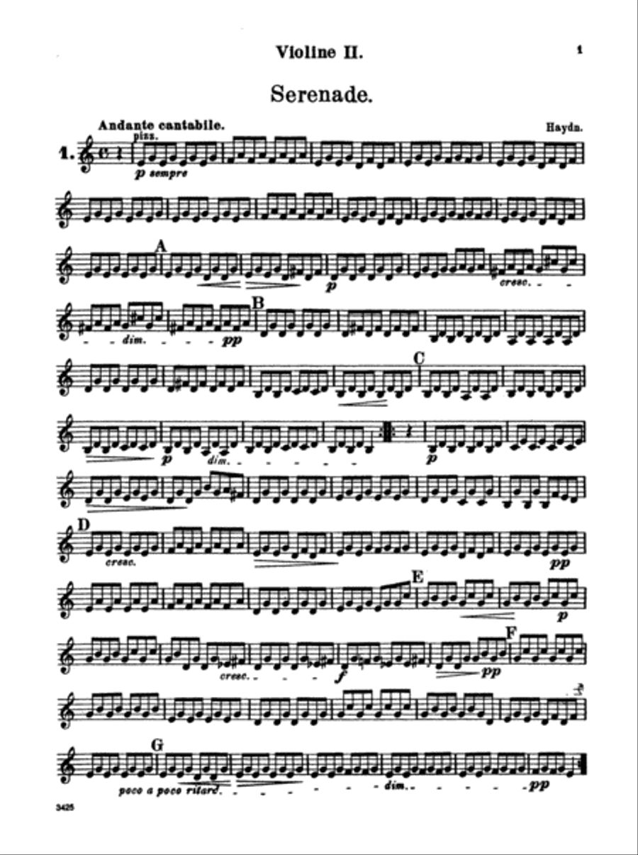 Album of Easy String Quartets, Volume I (Pieces by Bach, Haydn, Mozart, Beethoven, Schumann, Mendelssohn, and others): 2nd Violin String Quartet scores gallery preview page 1