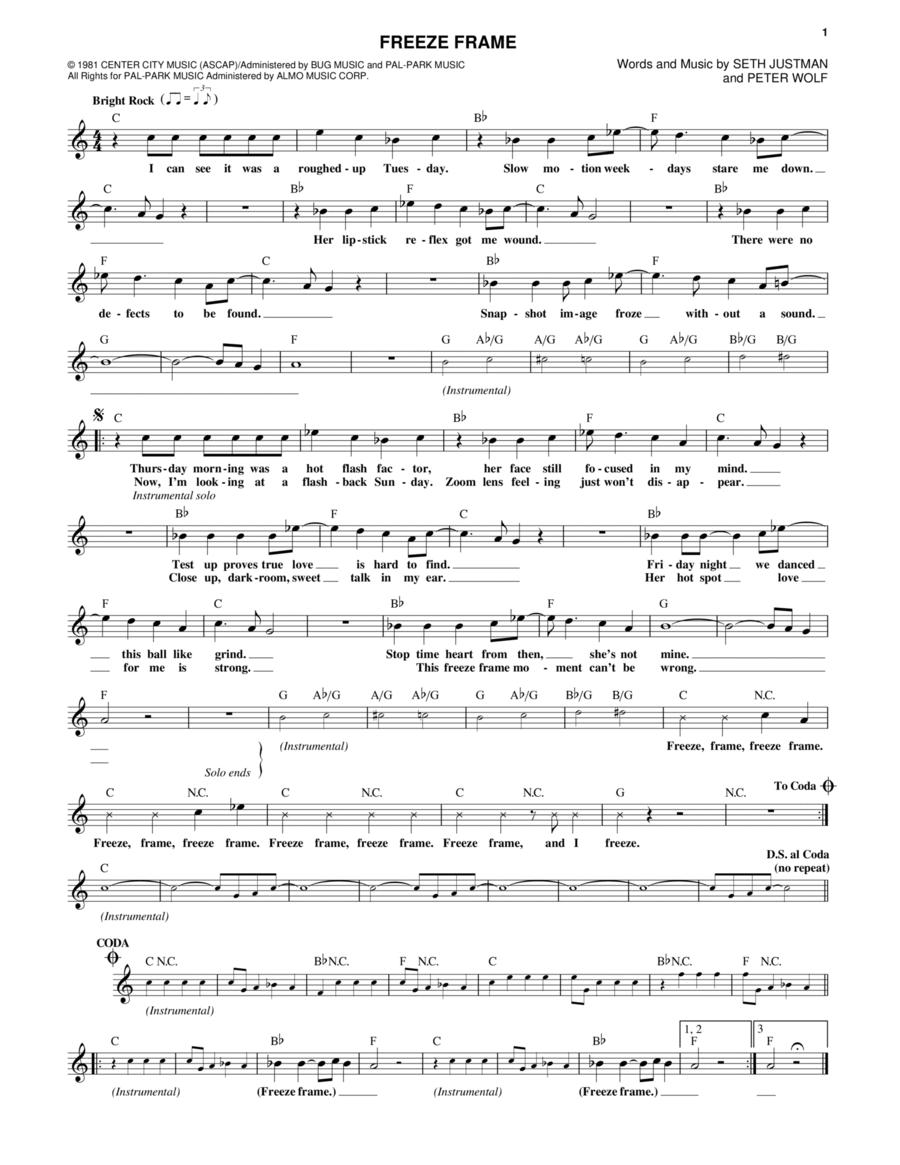 Freeze Frame Freeze Frame Electric Guitar scores gallery preview page 1
