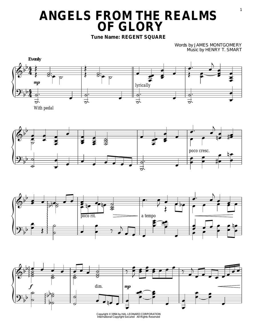 Angels From The Realms Of Glory Piano Solo scores gallery preview page 1