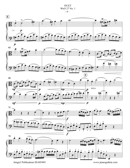 Beethoven: Three Duets WoO 27 for Viola & Cello image number null