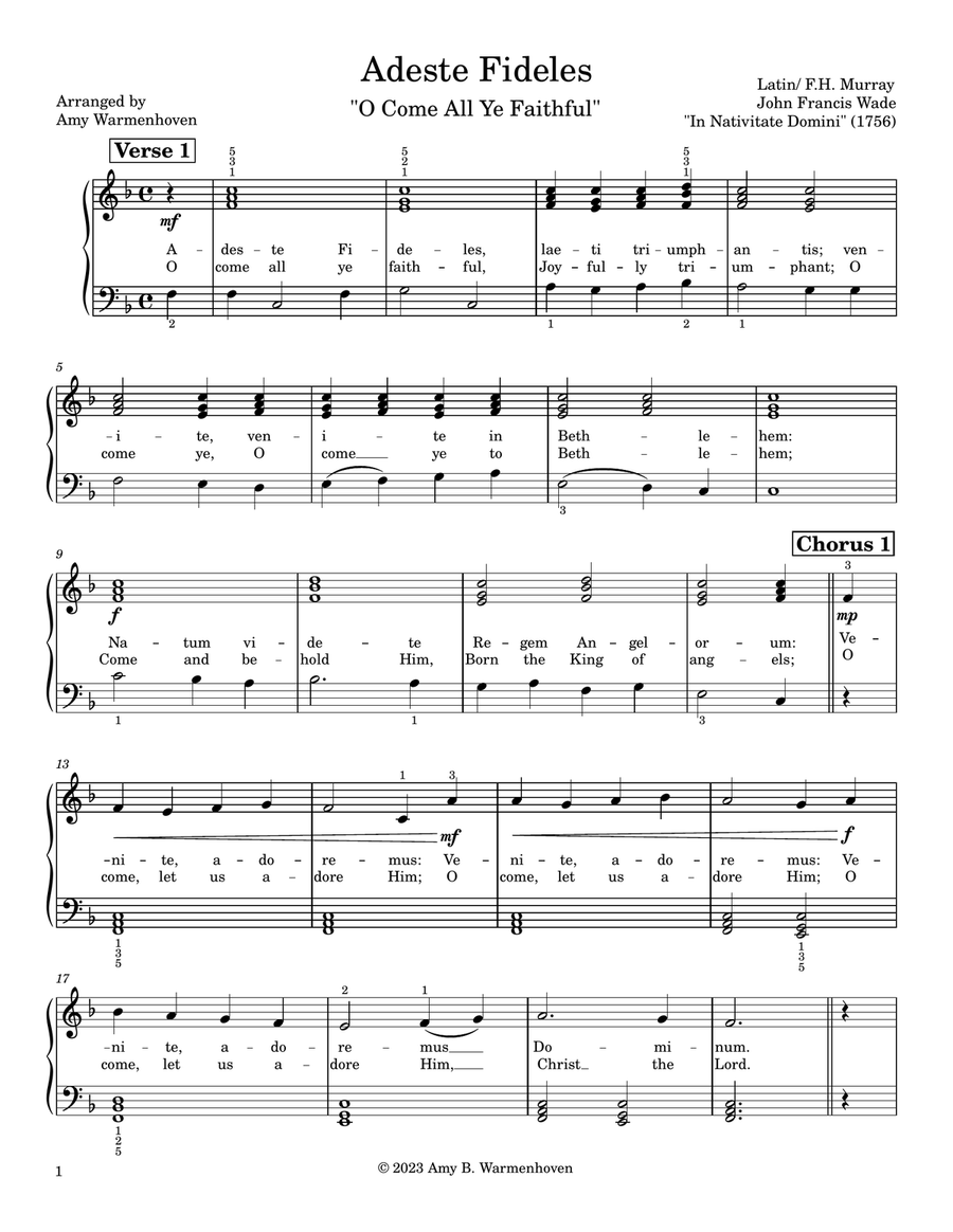 Adeste Fideles Adeste Fideles Piano Method scores gallery preview page 1
