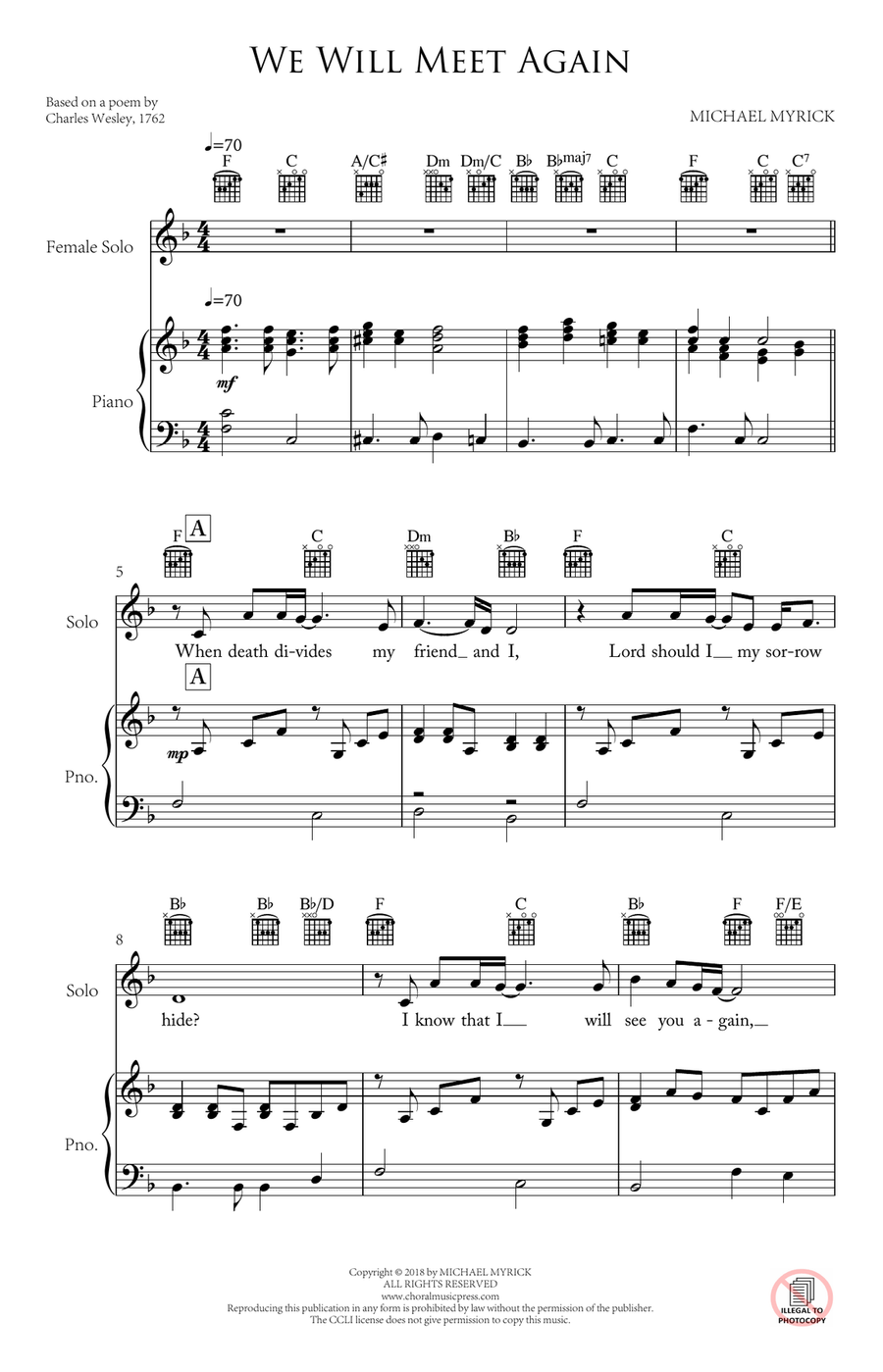We Will Meet Again (Piano, Female Lead) Piano, Vocal scores gallery preview page 1