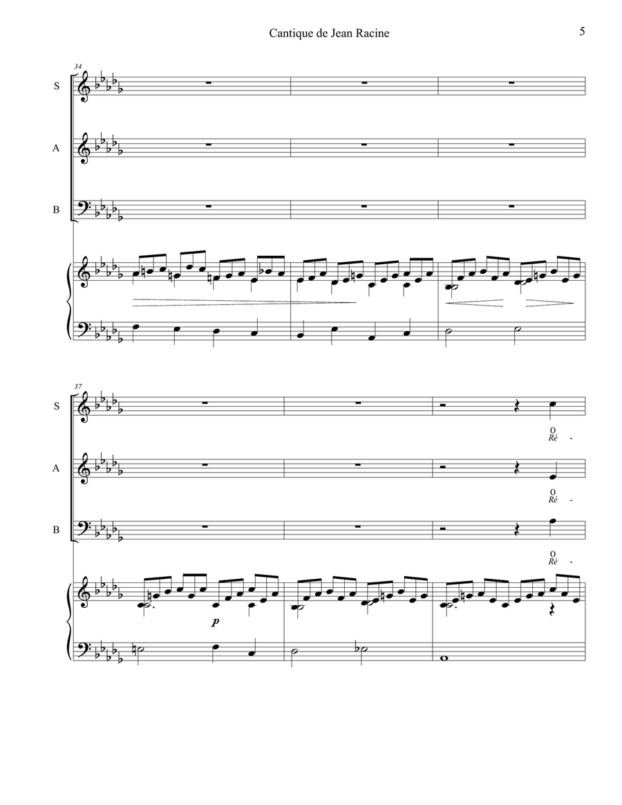 Cantique de Jean Racine (SAB) 3-Part scores gallery preview page 5