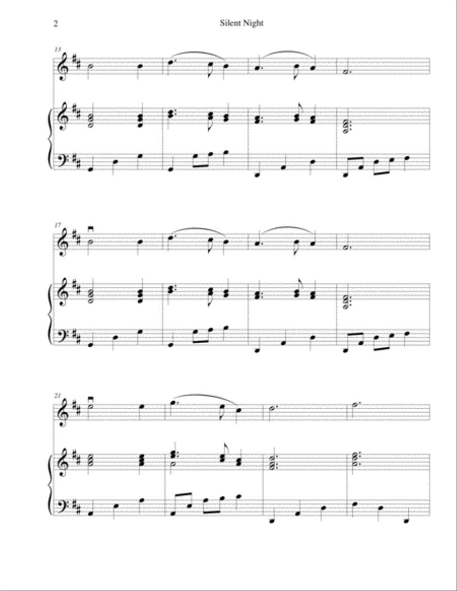 Silent Night - for easy violin (optional piano accompaniment) Silent Night - for easy violin (optional piano accompaniment) Violin Solo scores gallery preview page 2