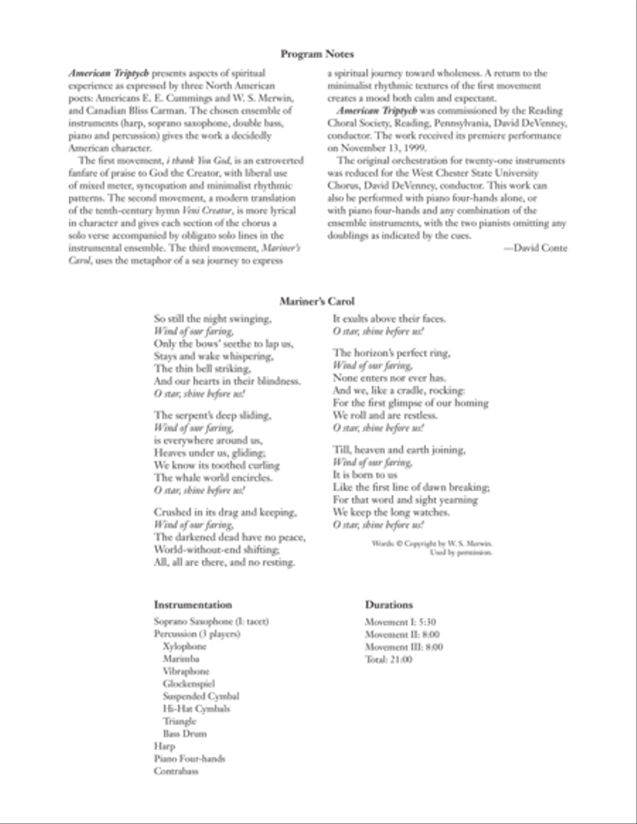 American Triptych: III. Mariner's Carol 4-Part scores gallery preview page 2