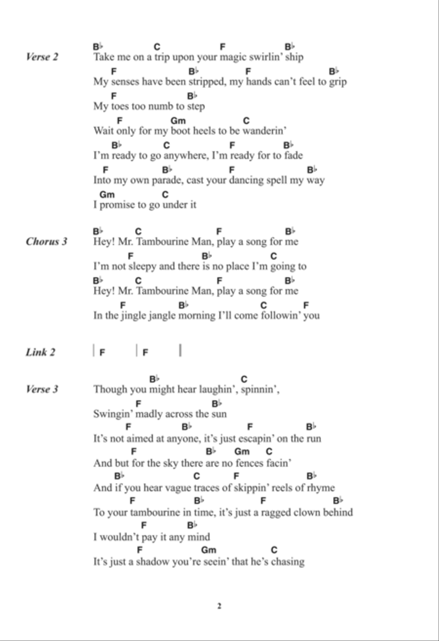 Mr. Tambourine Man Voice scores gallery preview page 2