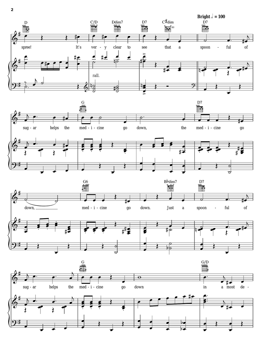 A Spoonful Of Sugar (from Mary Poppins: The Musical) Piano, Vocal, Guitar scores gallery preview page 2