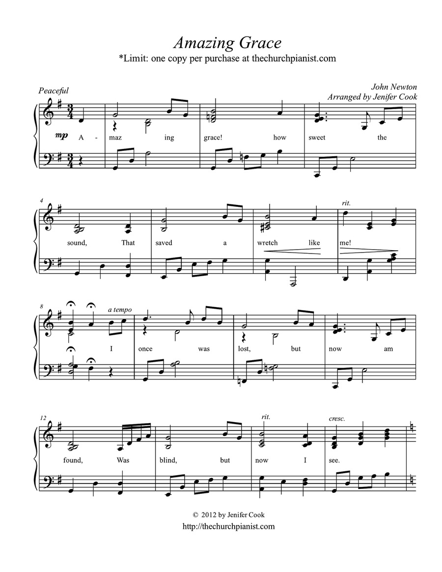 Funeral Hymn Collection Piano, Vocal scores gallery preview page 1