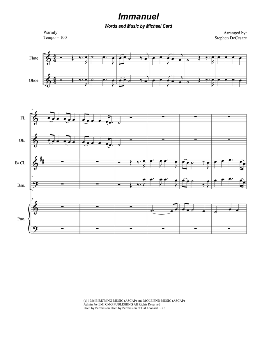 Immanuel Woodwind Quartet scores gallery preview page 1