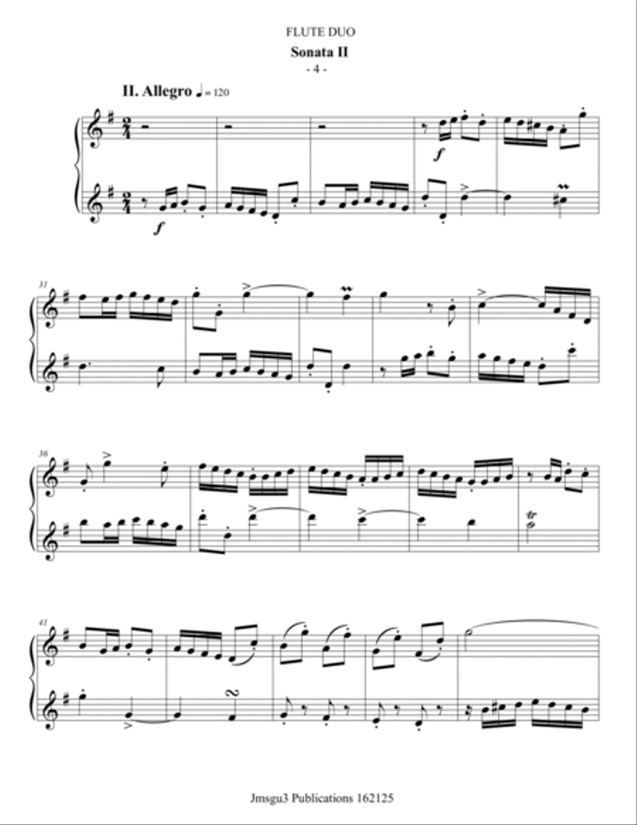 Handel: Sonata No. 2 for Flute Duo Flute Duet scores gallery preview page 4