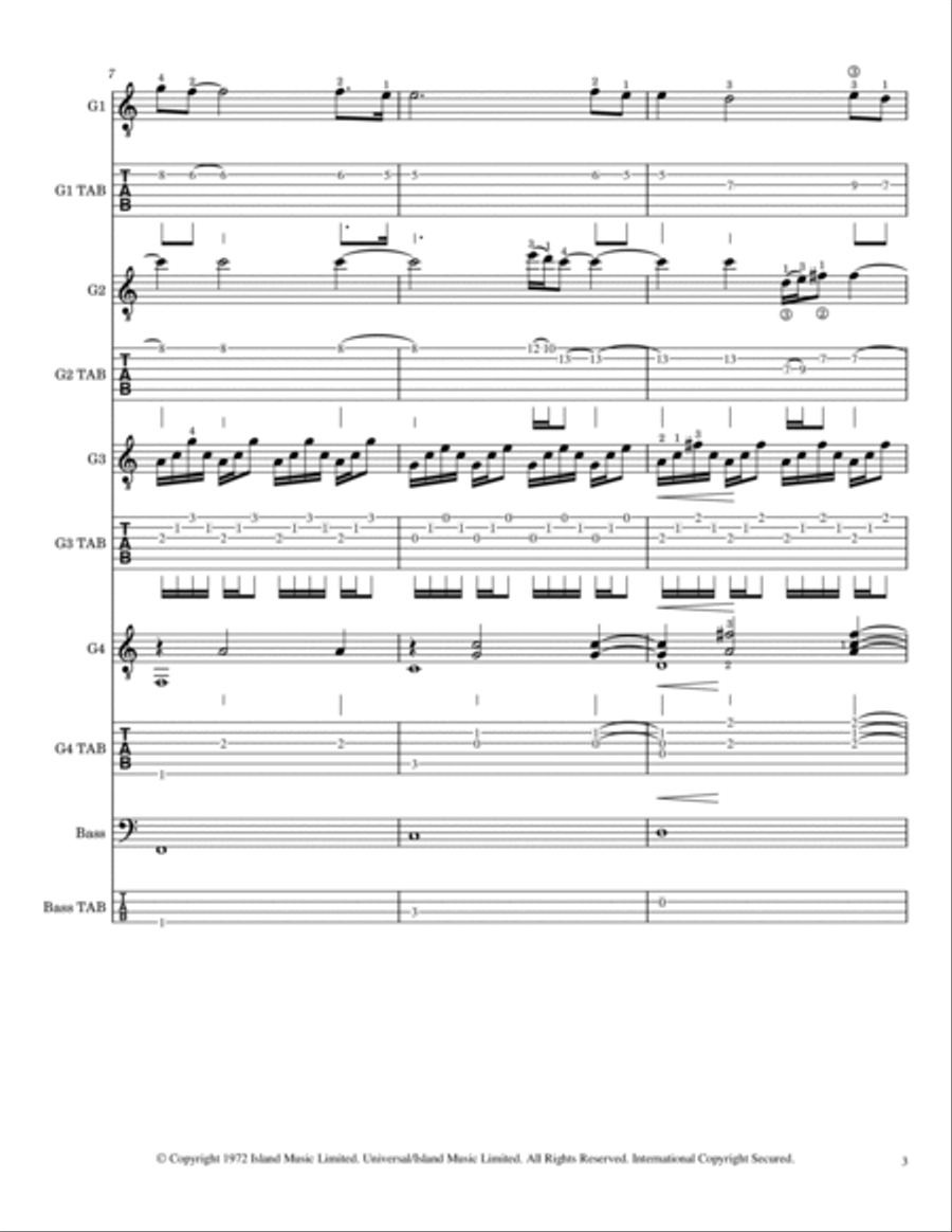 Sailing Guitar Tablature scores gallery preview page 4